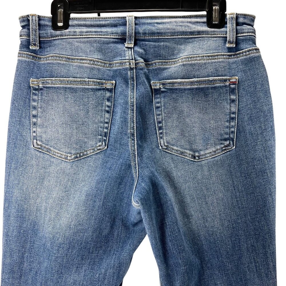 Edgely Flared Jeans High Rise Flare 12 Blue Denim Raw Hem Hippie Boho Stretch - Picture 4 of 14